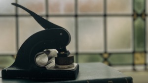 legal stamp and legal window office setting